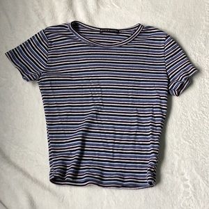 Kids white blue gray and brown top